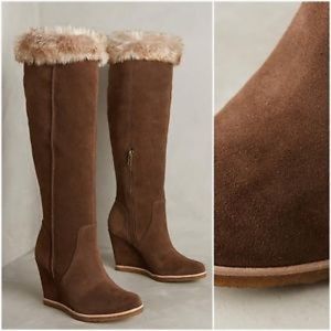 Anthropologie Splendid suede wedge boots