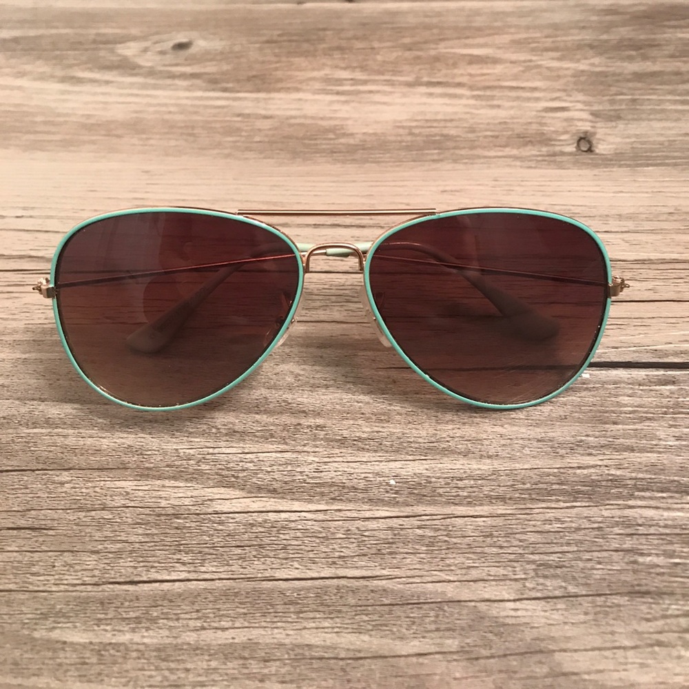 Teal and Gold Aviator Sunglasses