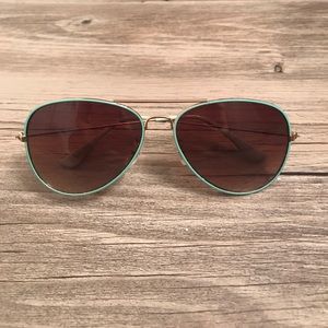 Teal and Gold Aviator Sunglasses