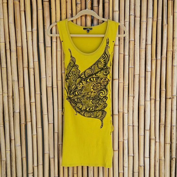 Real Haute Trends Dresses & Skirts - Studded Butterfly Print Dress with Lace-up Side!