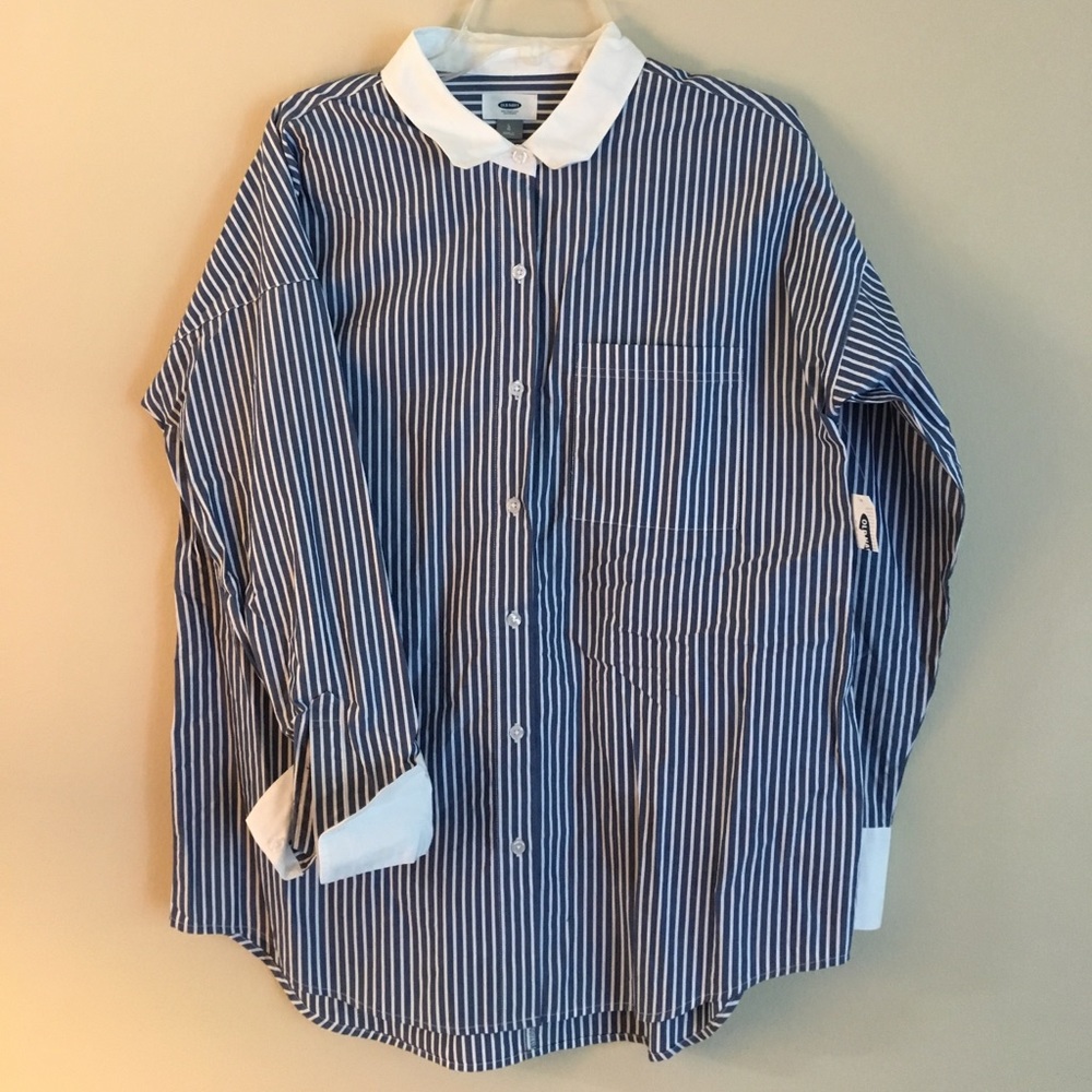 Blue and White striped men's shirt or ladies tunic
