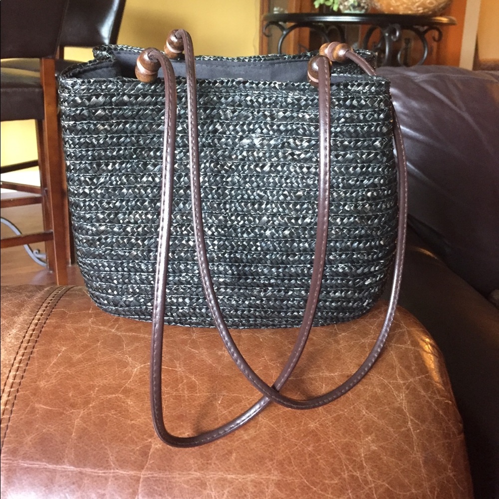 Straw bag, black
