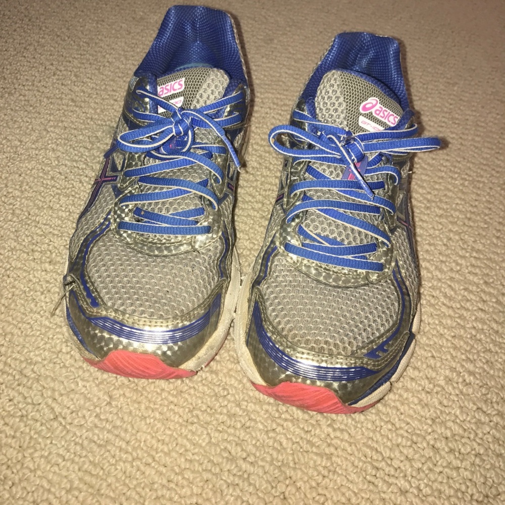 Blue and pink asics