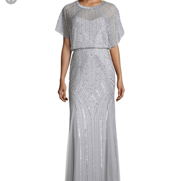 Aidan Mattox Flutter Sleeve Chiffon Gown - Picture 1 of 4