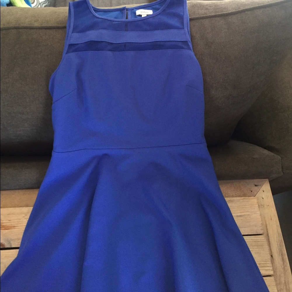 Deep blue dress with mesh.