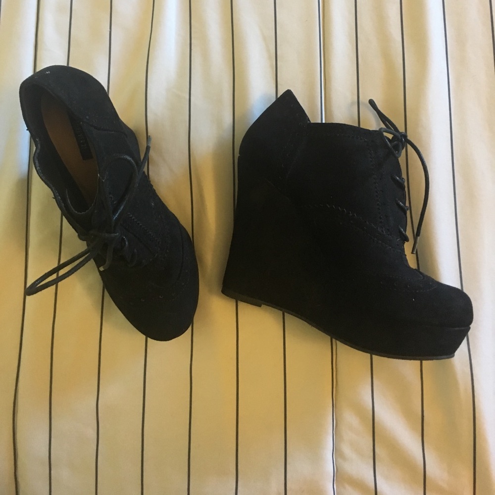Black Suede Heeled Booties