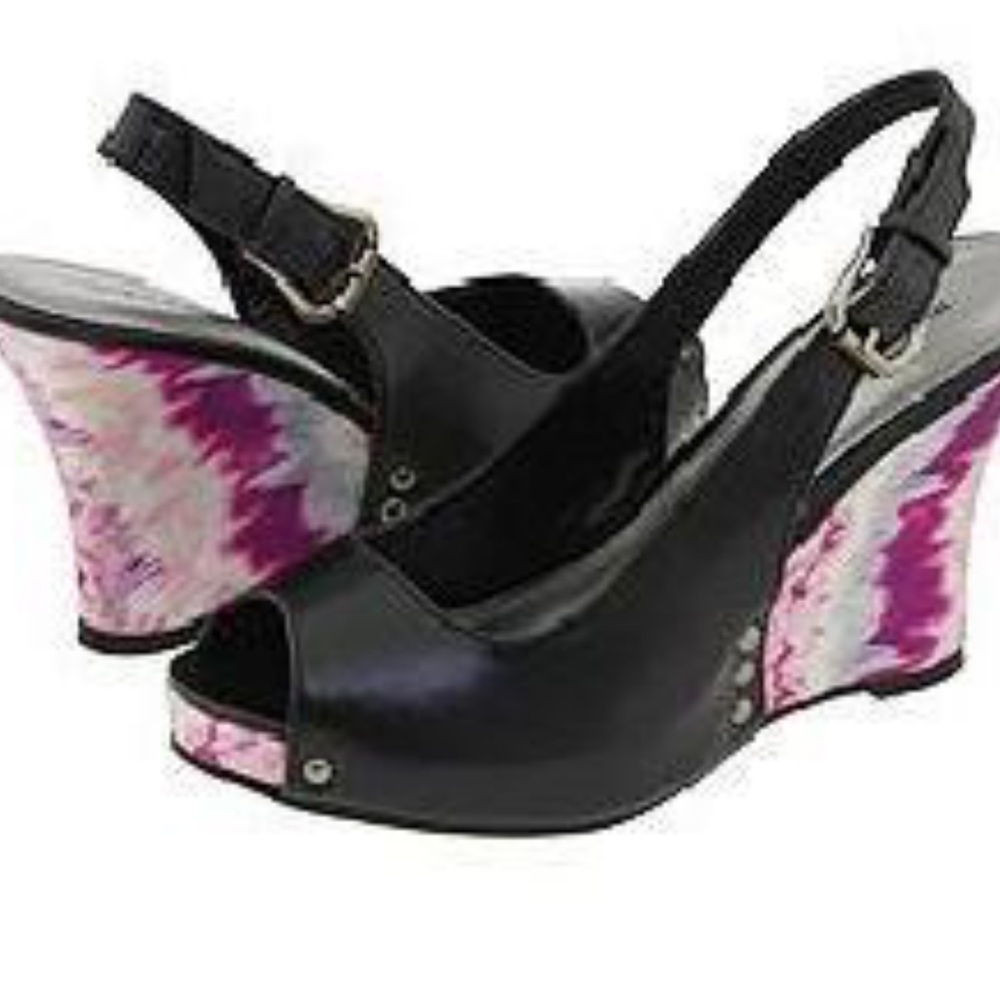Madden Girl by Steve Madden Black Purple Wedge Sandals