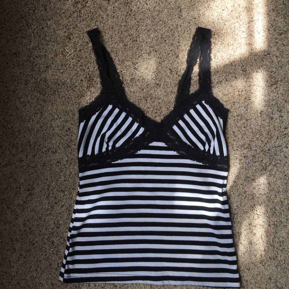 3 for $20 eligible! Black and white Lace tank.