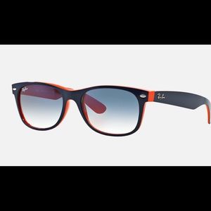 Blue and orange ray ban glasses