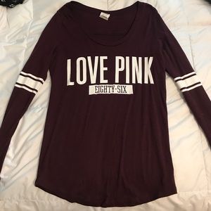 Pink Long Sleeve Maroon Top
