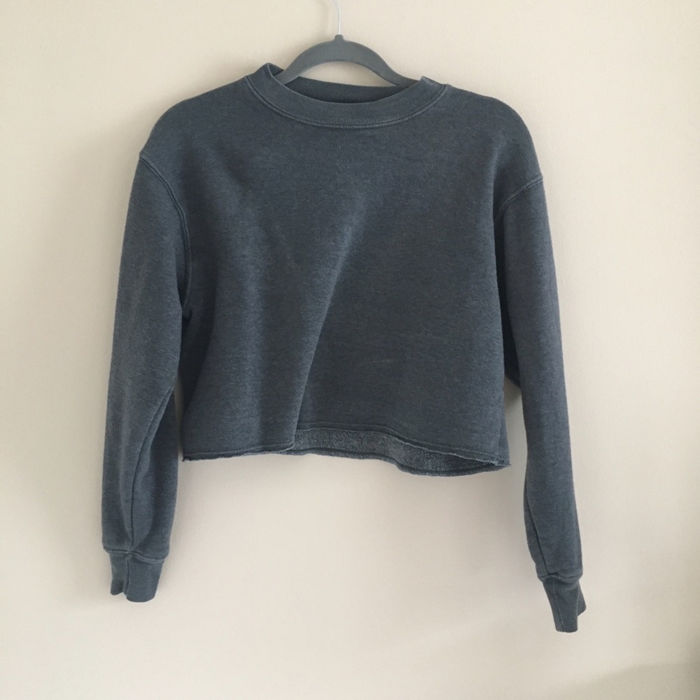 Grey/Green Cropped sweatshirt
