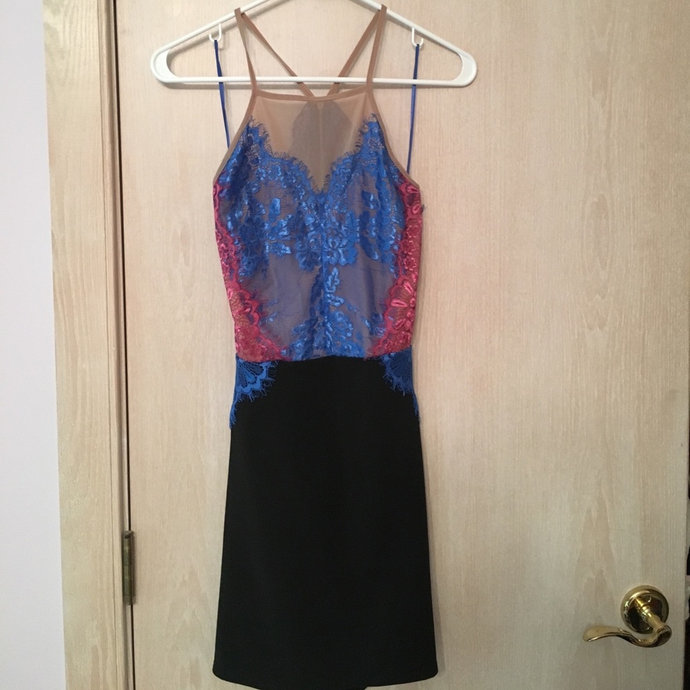 Top Shop Berry Blue Lace Body-con Dress size 6