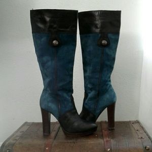 MISS SIXTY Turqouise Suade High Heeled Boots.