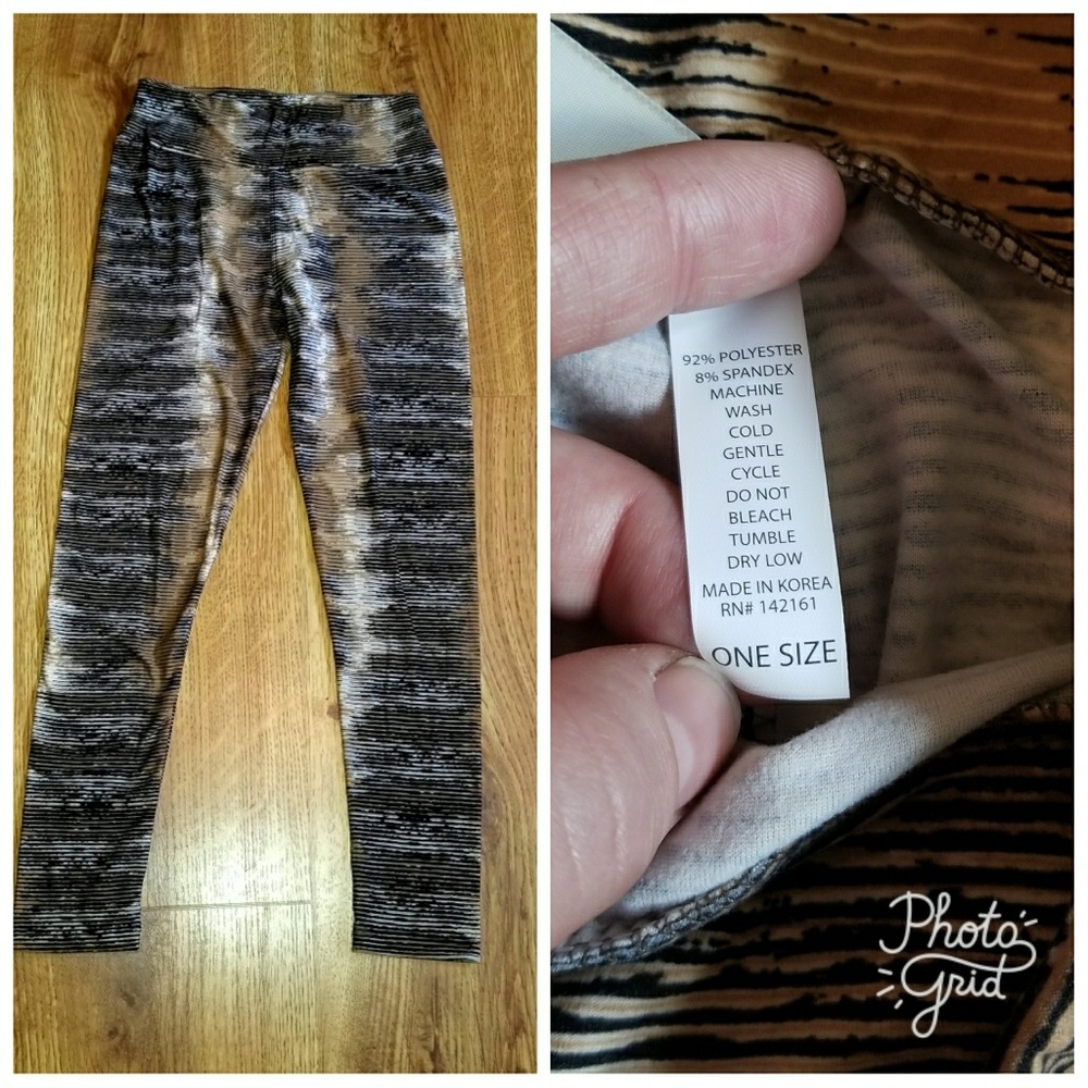 Lularoe brown/ black stripped leggings OS