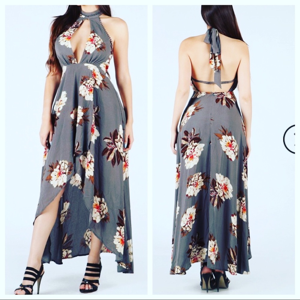 Garden Floral dress in gray