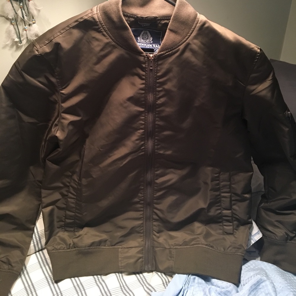 American rag khaki green bomber jacket