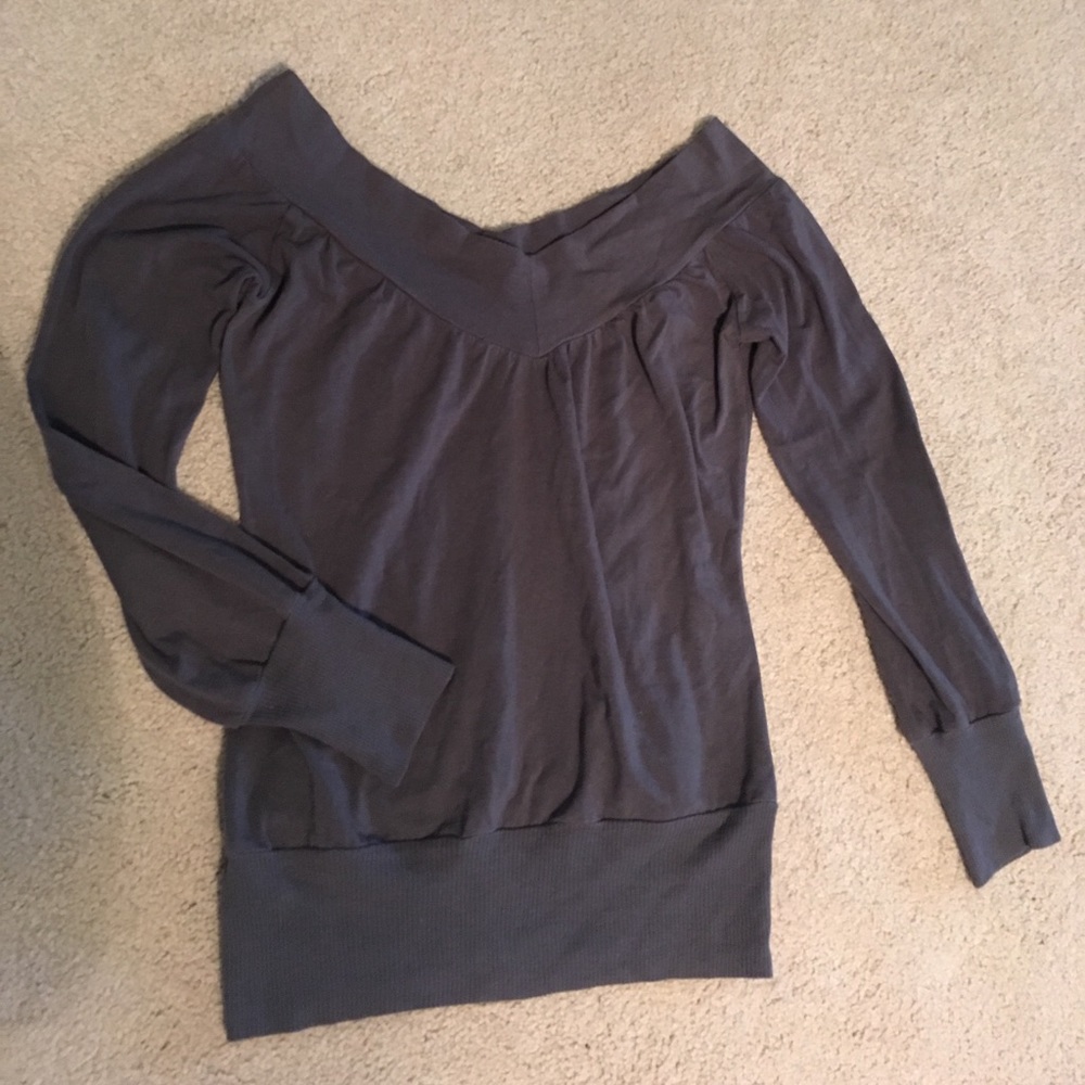 Gray Off-Shoulder Top