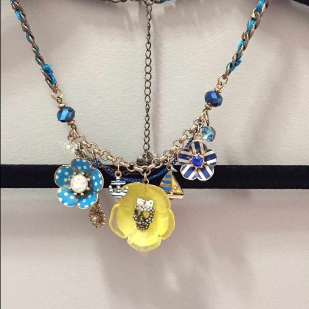 Betsey Johnson Yacht Club Flower Skull Necklace