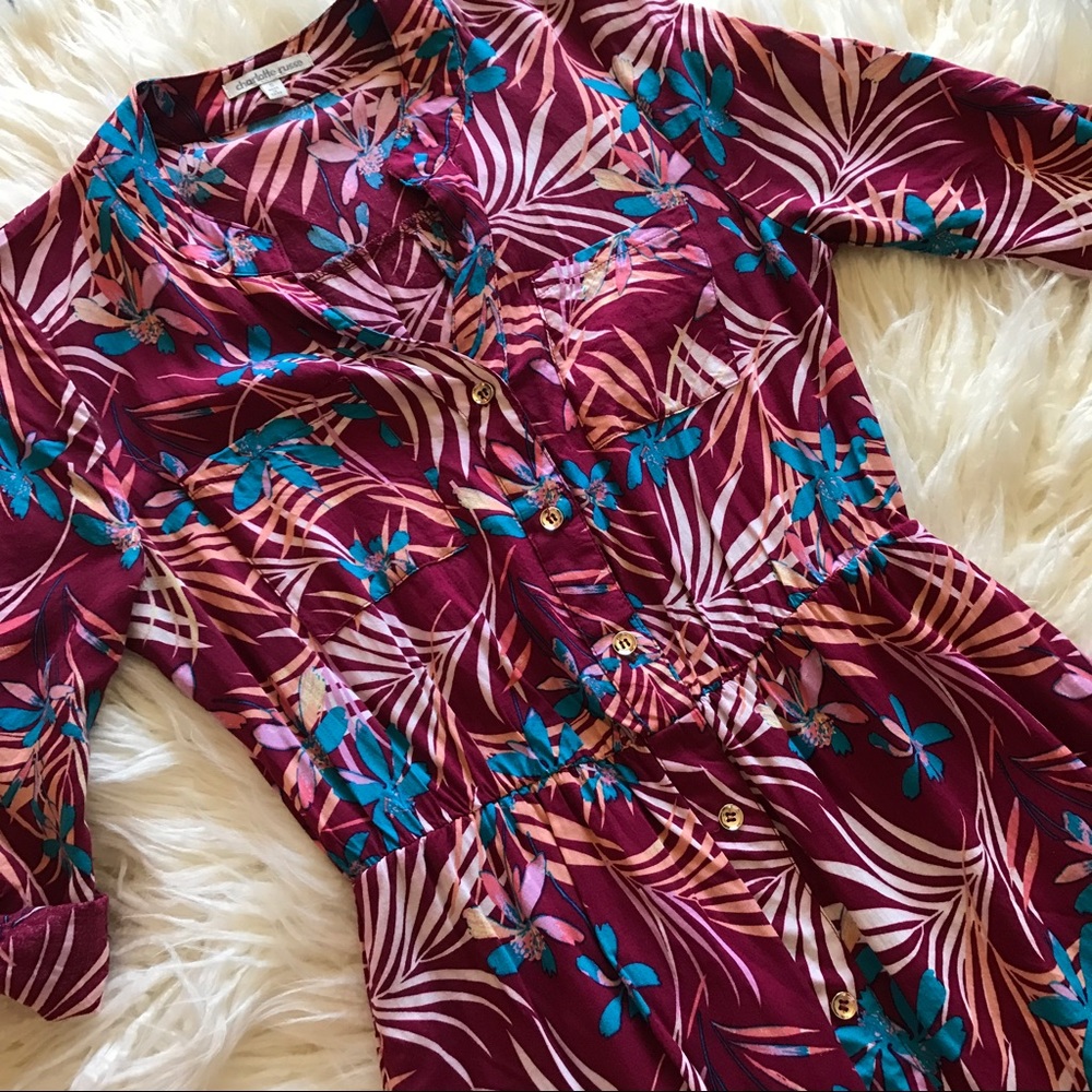 Pink Tropical Button-down Dress - Charlotte Russe