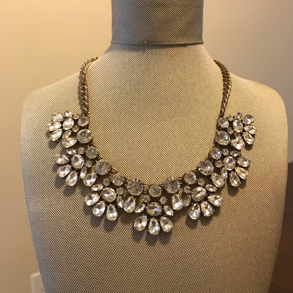 Clear Crystal Statement Necklace w/ Chunky Chain