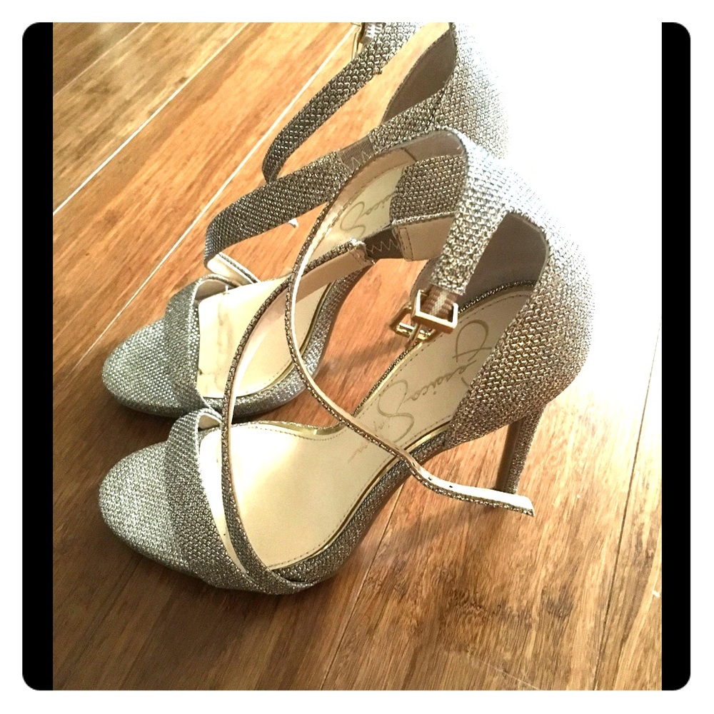 Gold Jessica Simpson strappy heels