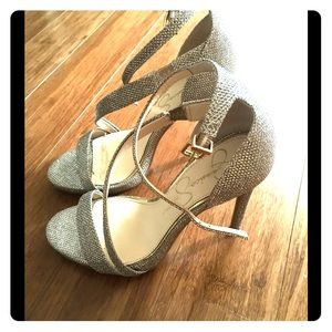 Gold Jessica Simpson strappy heels