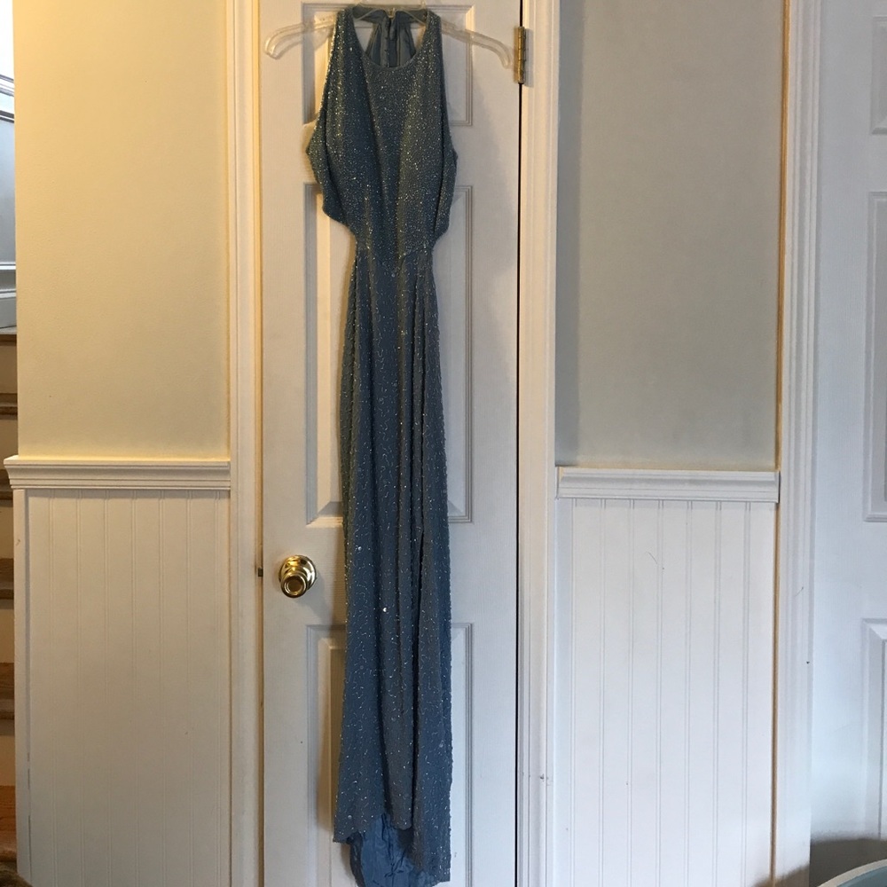 Periwinkle racer back prom dress