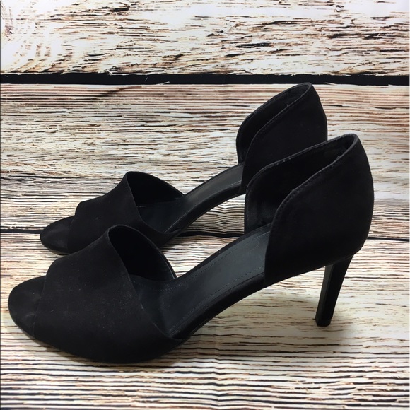 H&M Shoes - H&M cut out suede black open toe sandal heels 10