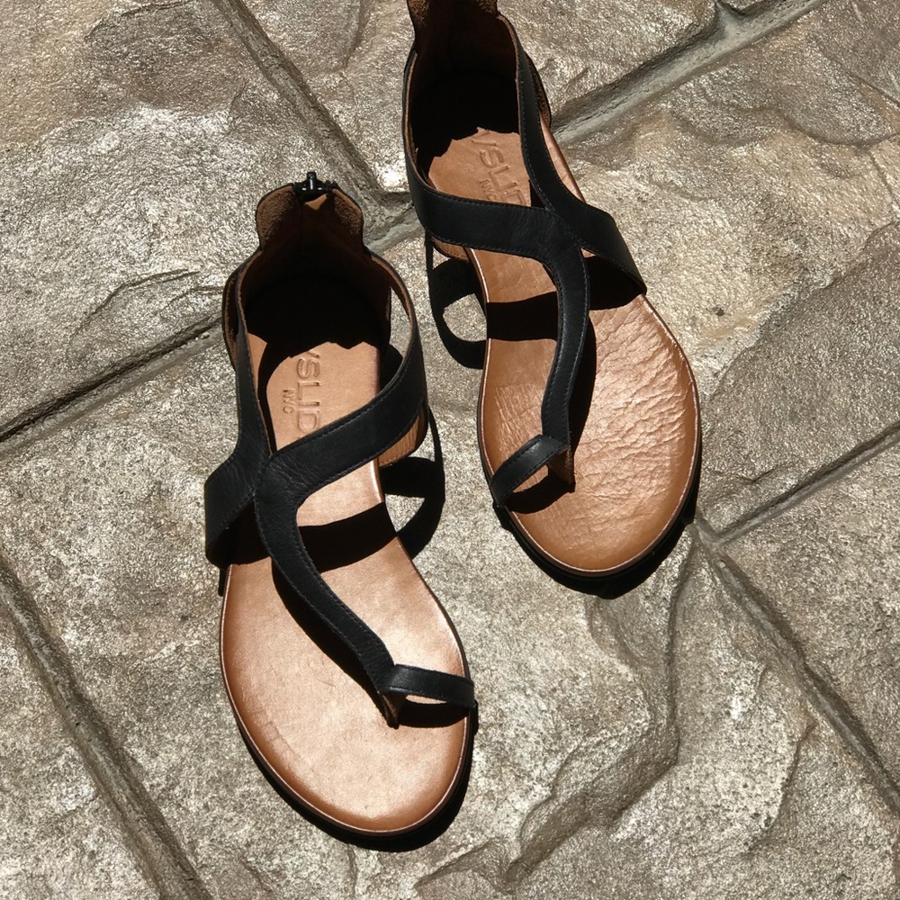 J Slides X Free People Distressed Leather Sandal