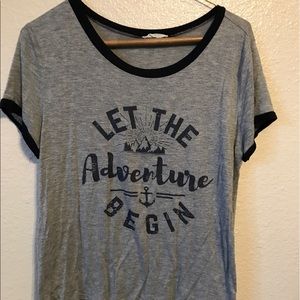 "Let The Adventure Begin" soft material crop top.