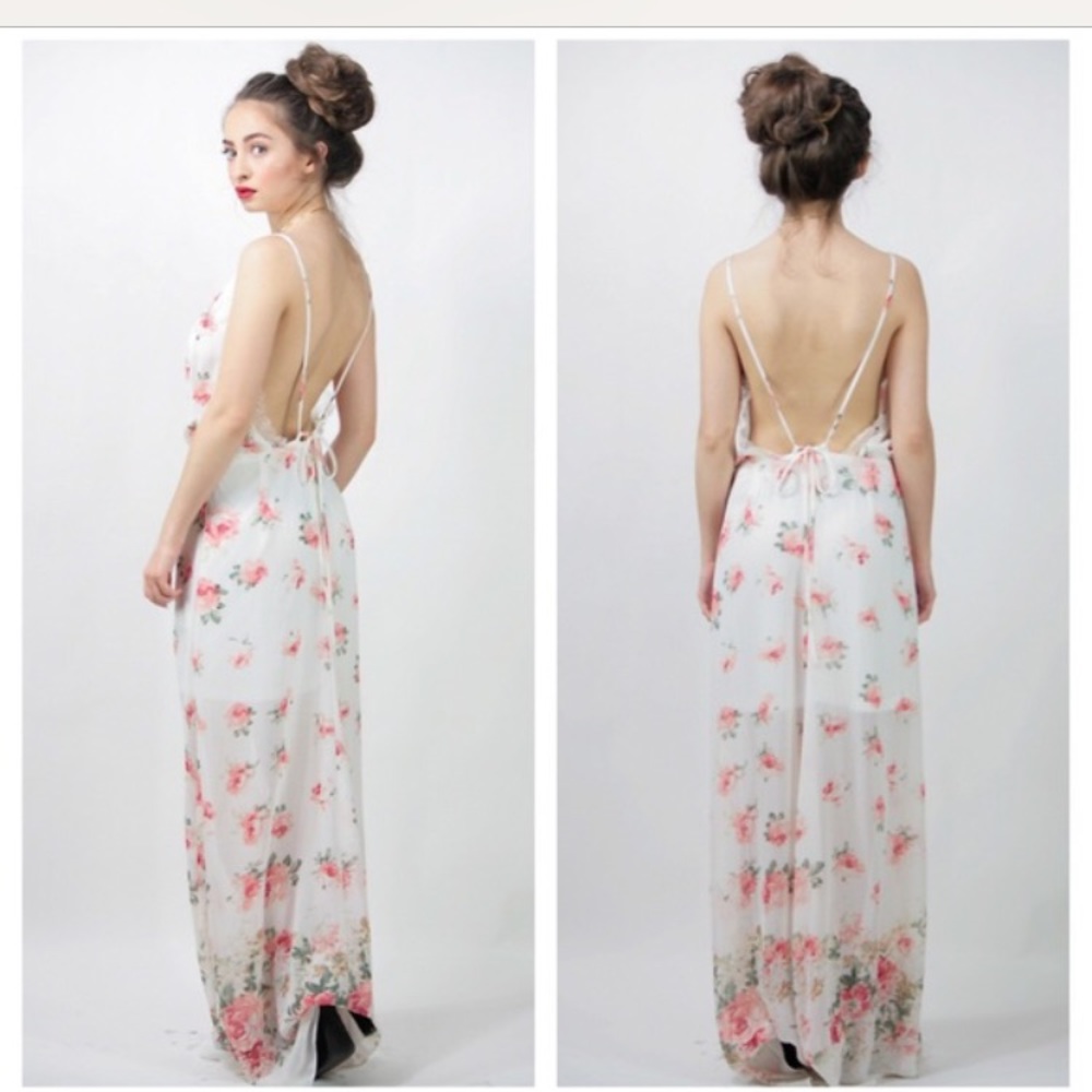 NWOT COTTON CANDY LA BOHO FLORAL LACE MAXI DRESS S - Picture 5 of 16