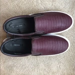 Wine colored slip on sneaker