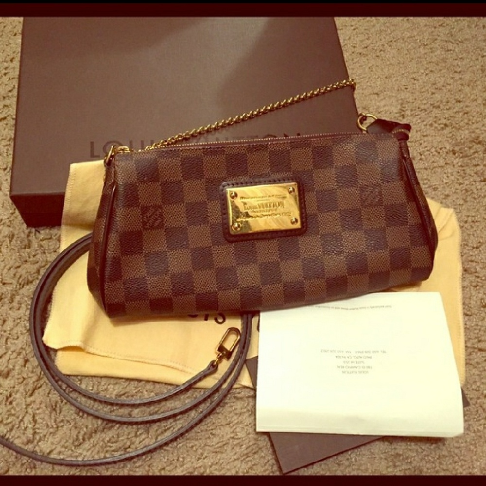 Authentic LV eva clutch damier ebene