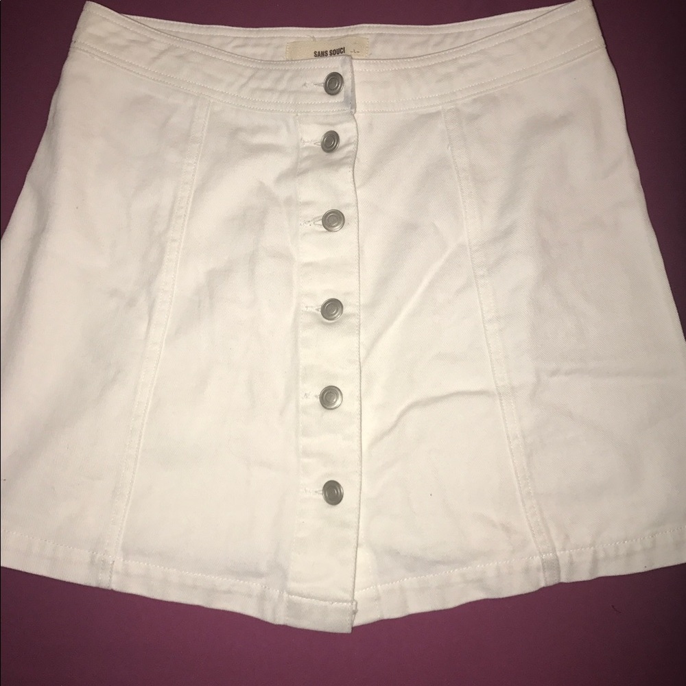 White mini button up skirt