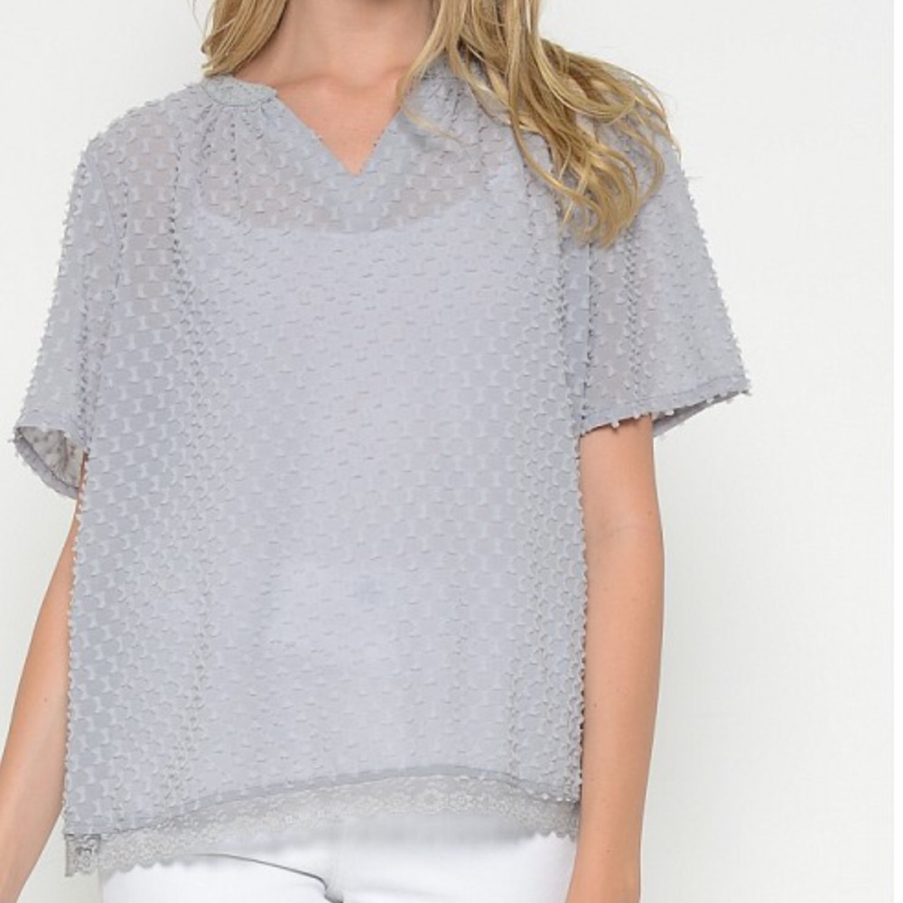 Grey Velvet Bow Blouse