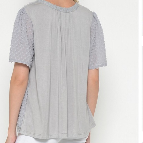 Grey Velvet Bow Blouse - Picture 2 of 4