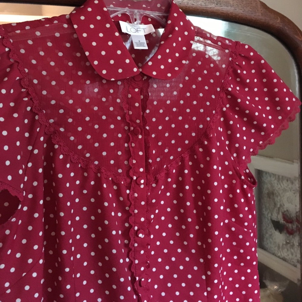 Loft polkadot button down  blouse