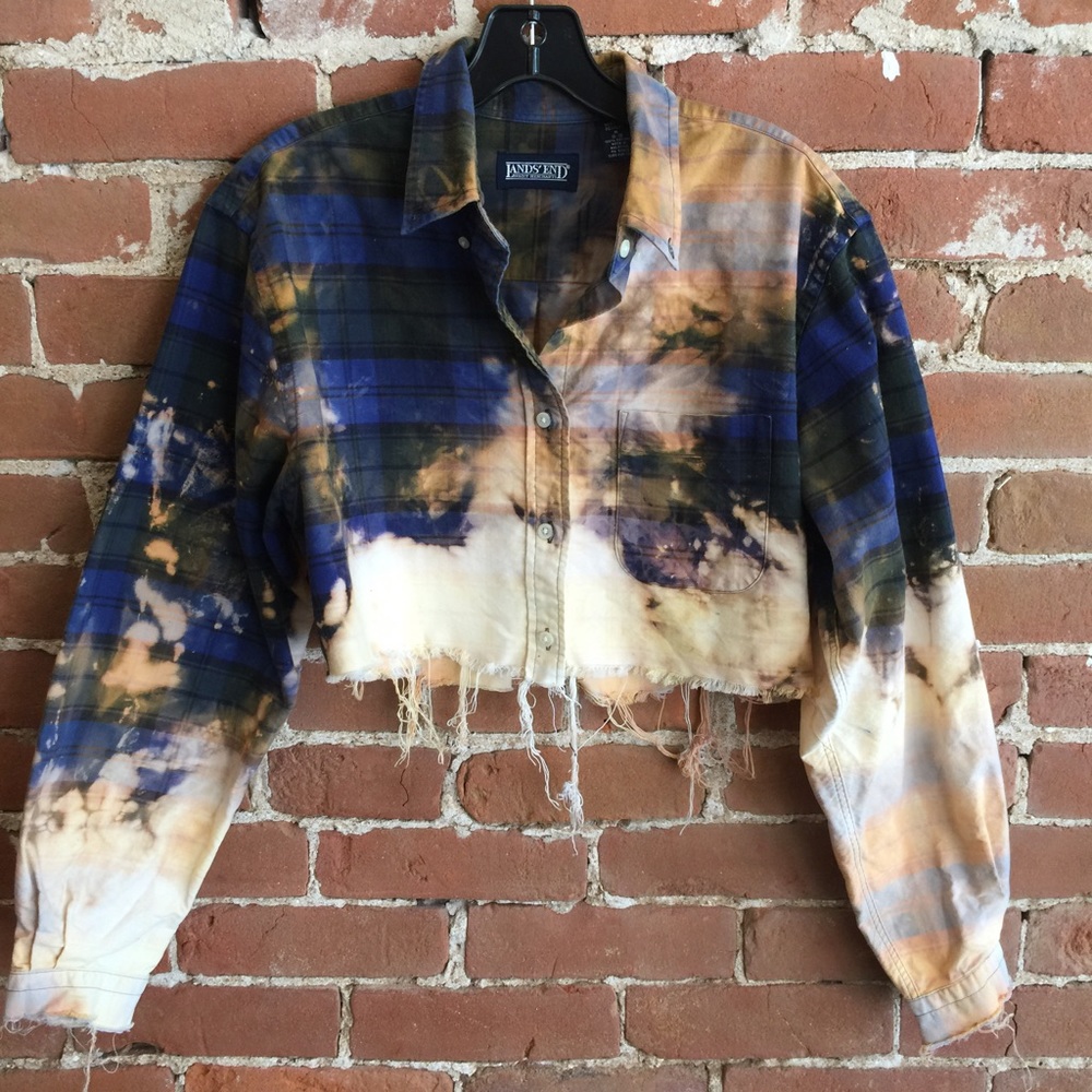 Deconstructed flannel. Crop top. Vintage Lands End - Picture 4 of 5