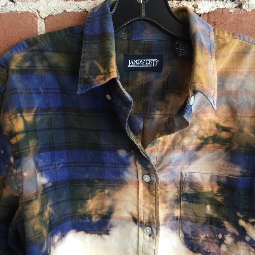 Deconstructed flannel. Crop top. Vintage Lands End - Picture 5 of 5