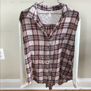 Free People button down with lace detail