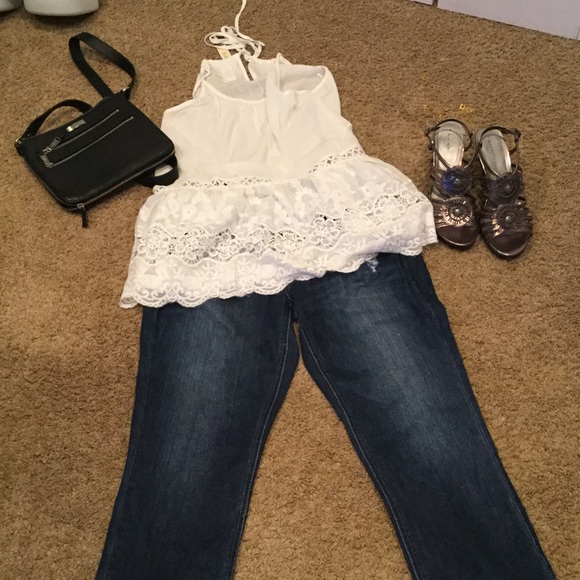 Lace Hem Cami Style off White Top - Picture 4 of 6