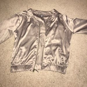 Thin silk bomber jacket