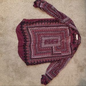 Purple indie quarter sleeve blouse.