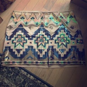 Aztec print sequin skirt from Express!