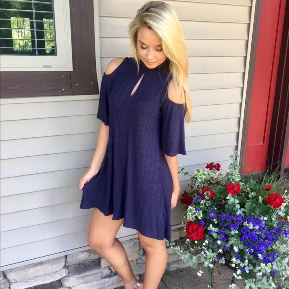 Navy Keyhole Dress