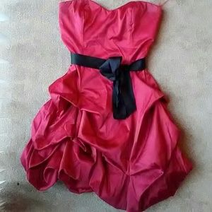 Strapless red prom dress