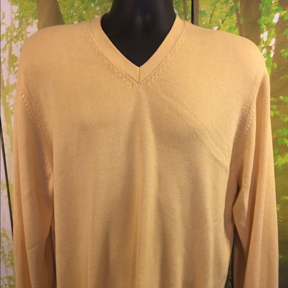 Men's Brooks Brothers Yellow V Neck Sweater