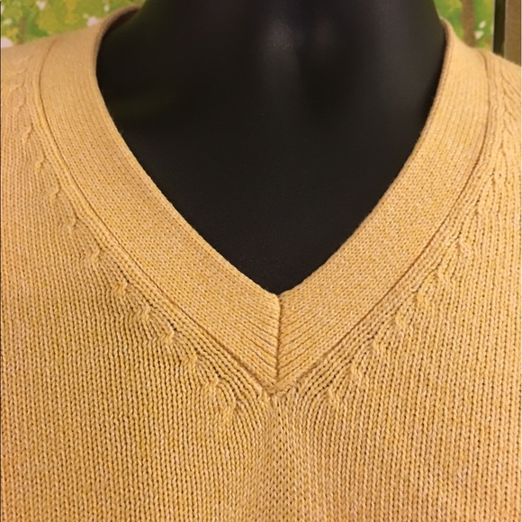 Men's Brooks Brothers Yellow V Neck Sweater - Picture 2 of 8