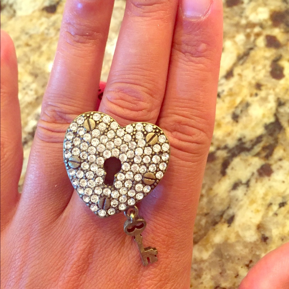 Super cute Betsey Johnson heart and lock ring