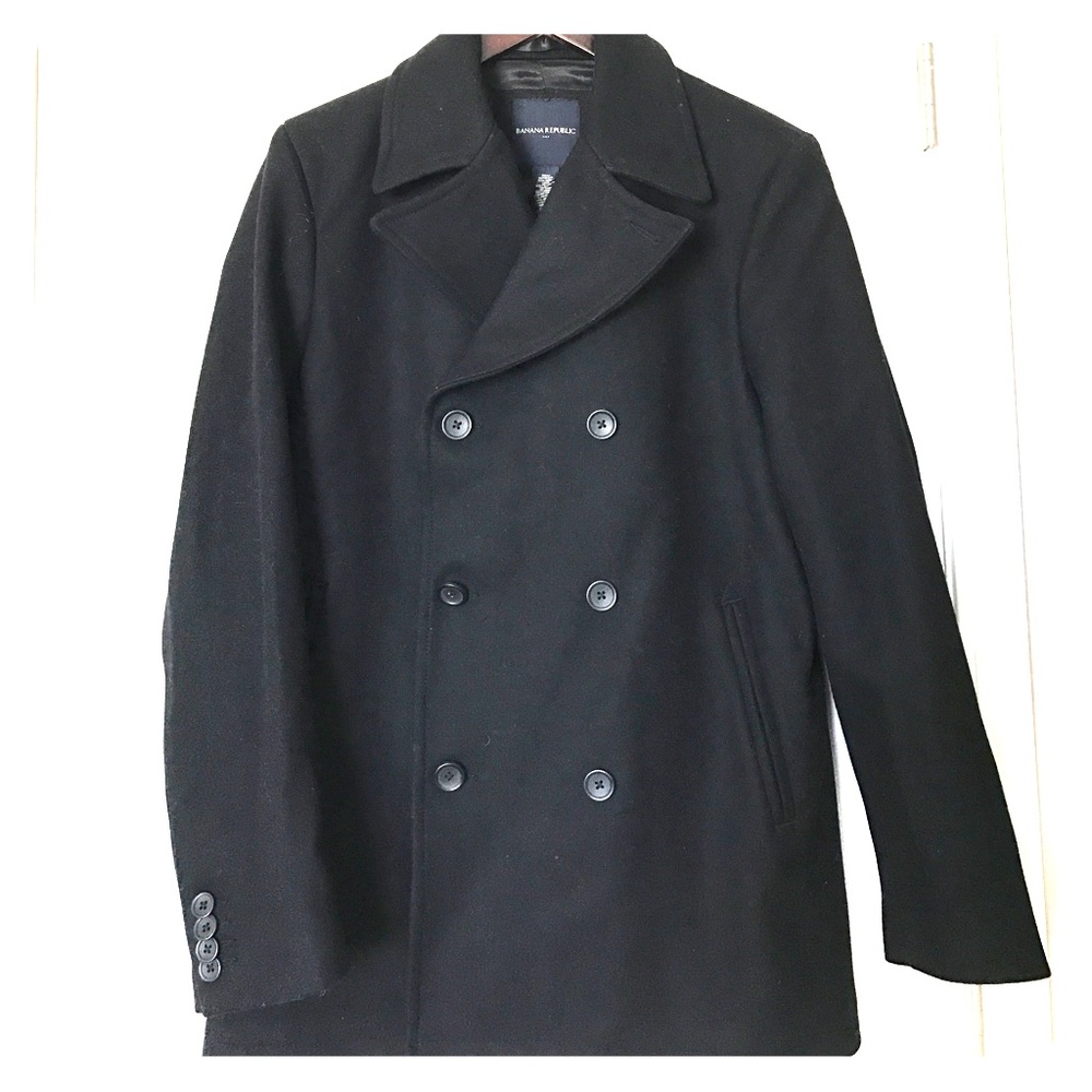 Men's Banana Republic black wool coat size small